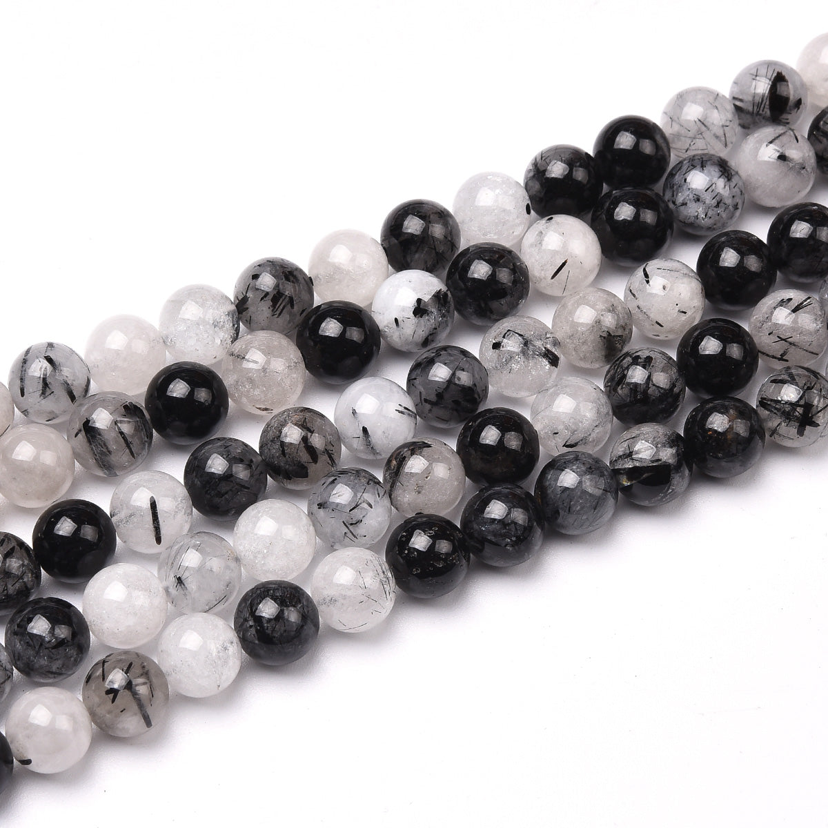 Black Rutilated Quartz Beads Strand