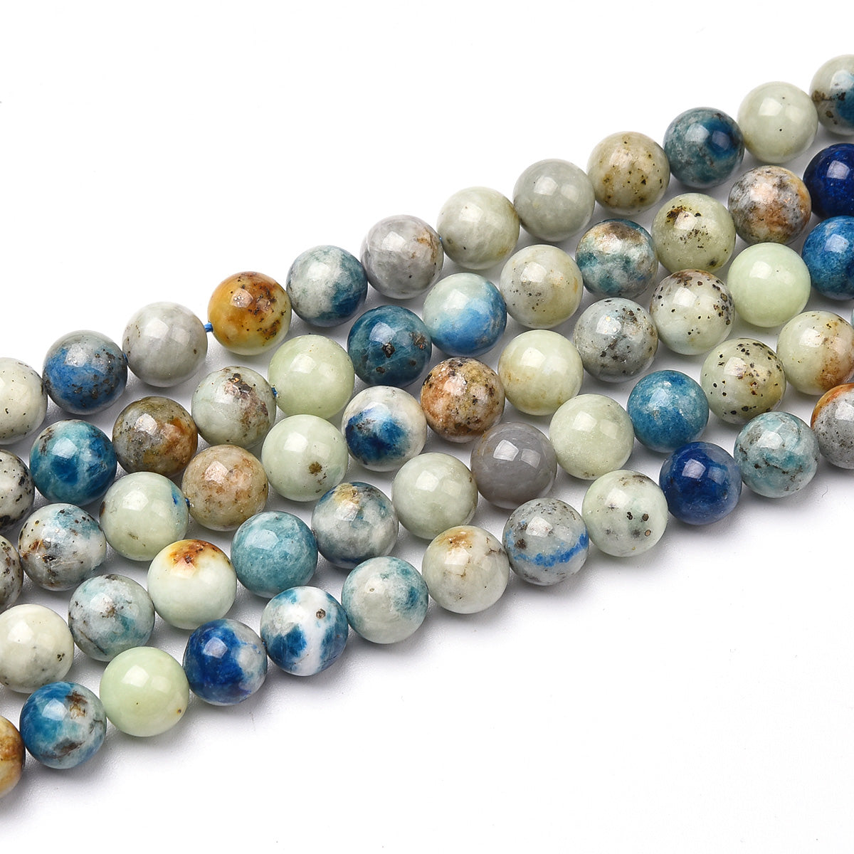 Blue / Green Alomite with Spot Beads Strand