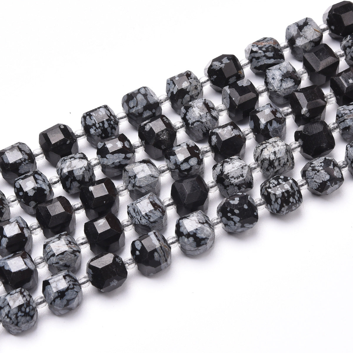 Black Snow Flake Beads Strand