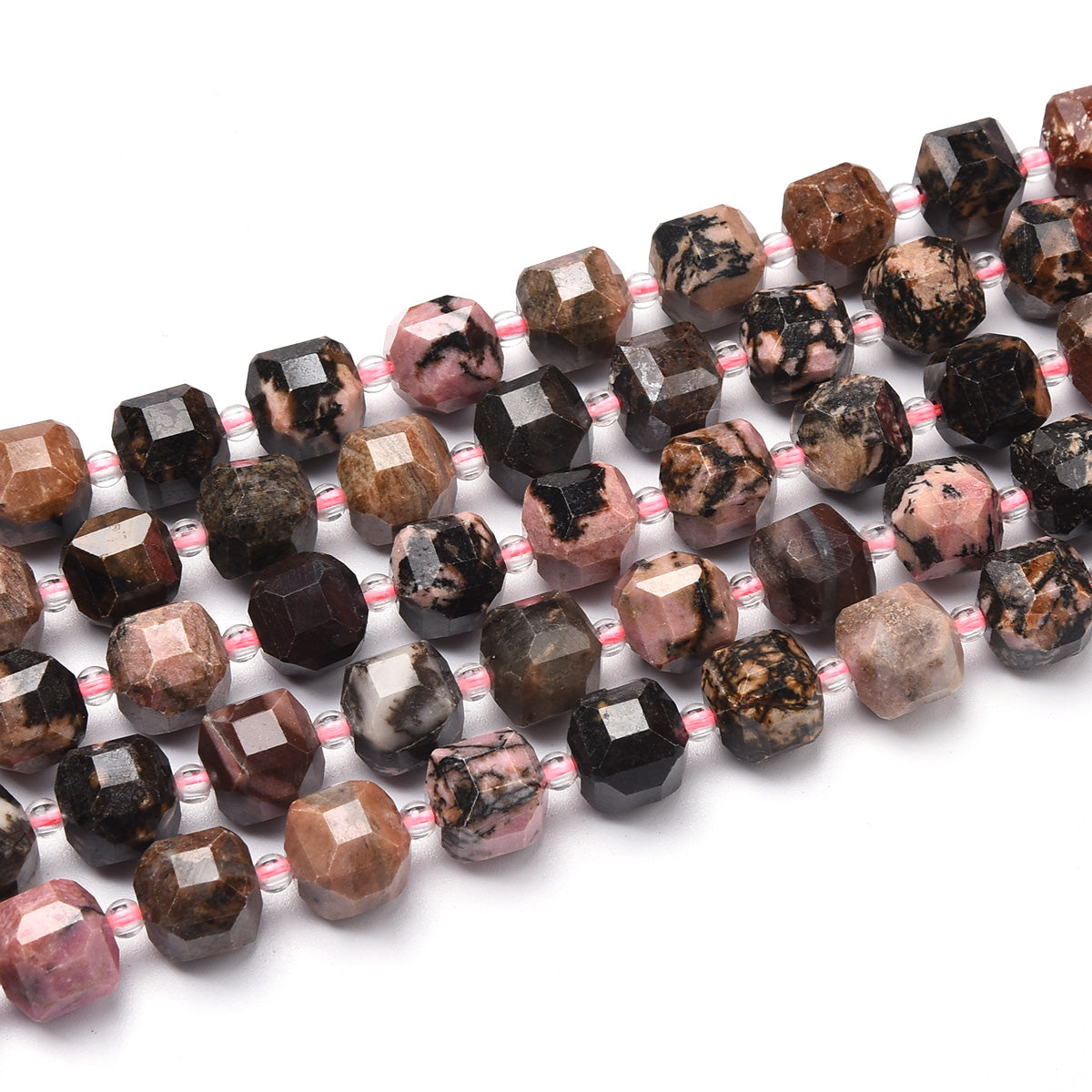 Black Veined Rhodonite Beads Strand