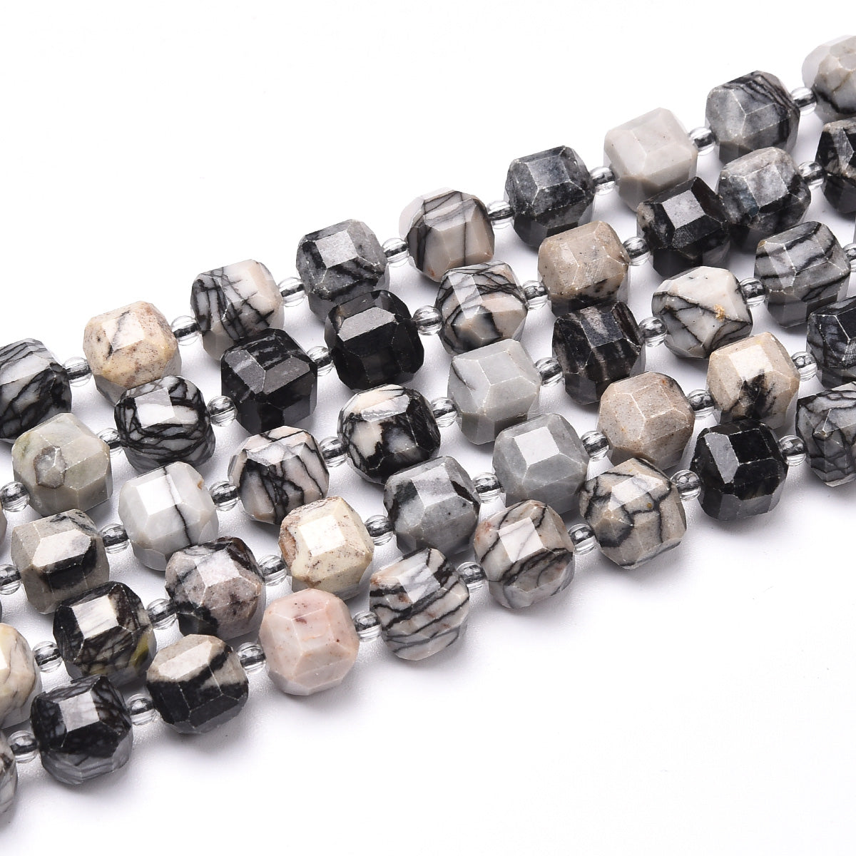 Black Veined Jasper Beads Strand