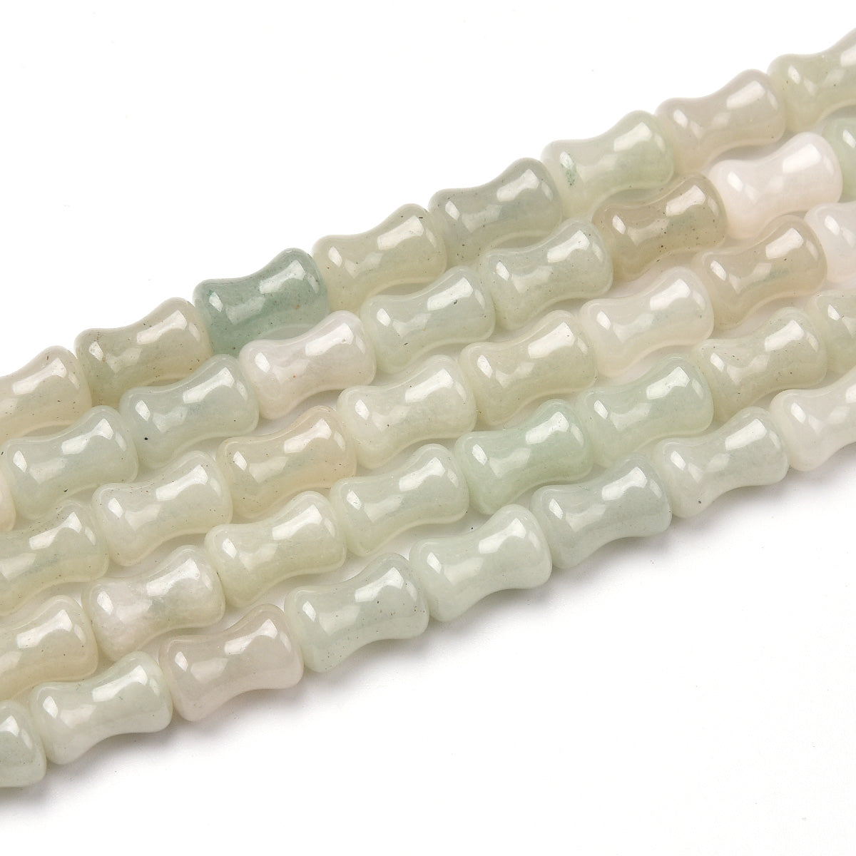 White / Green Jade Beads Strand