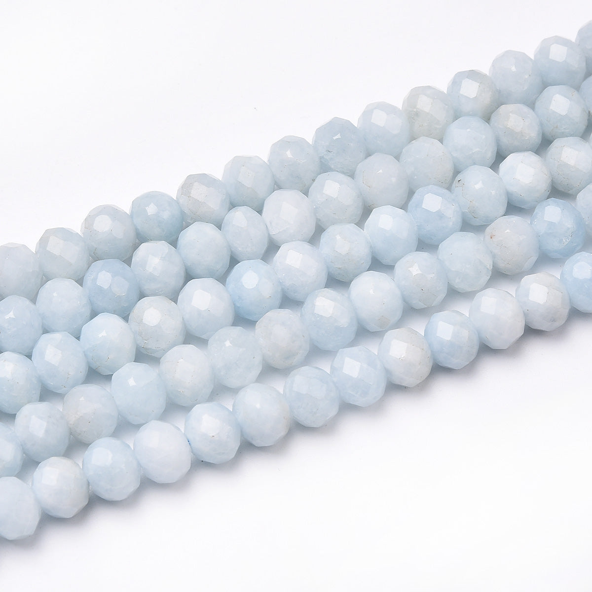 Blue and White Aquamarine Beads Strand