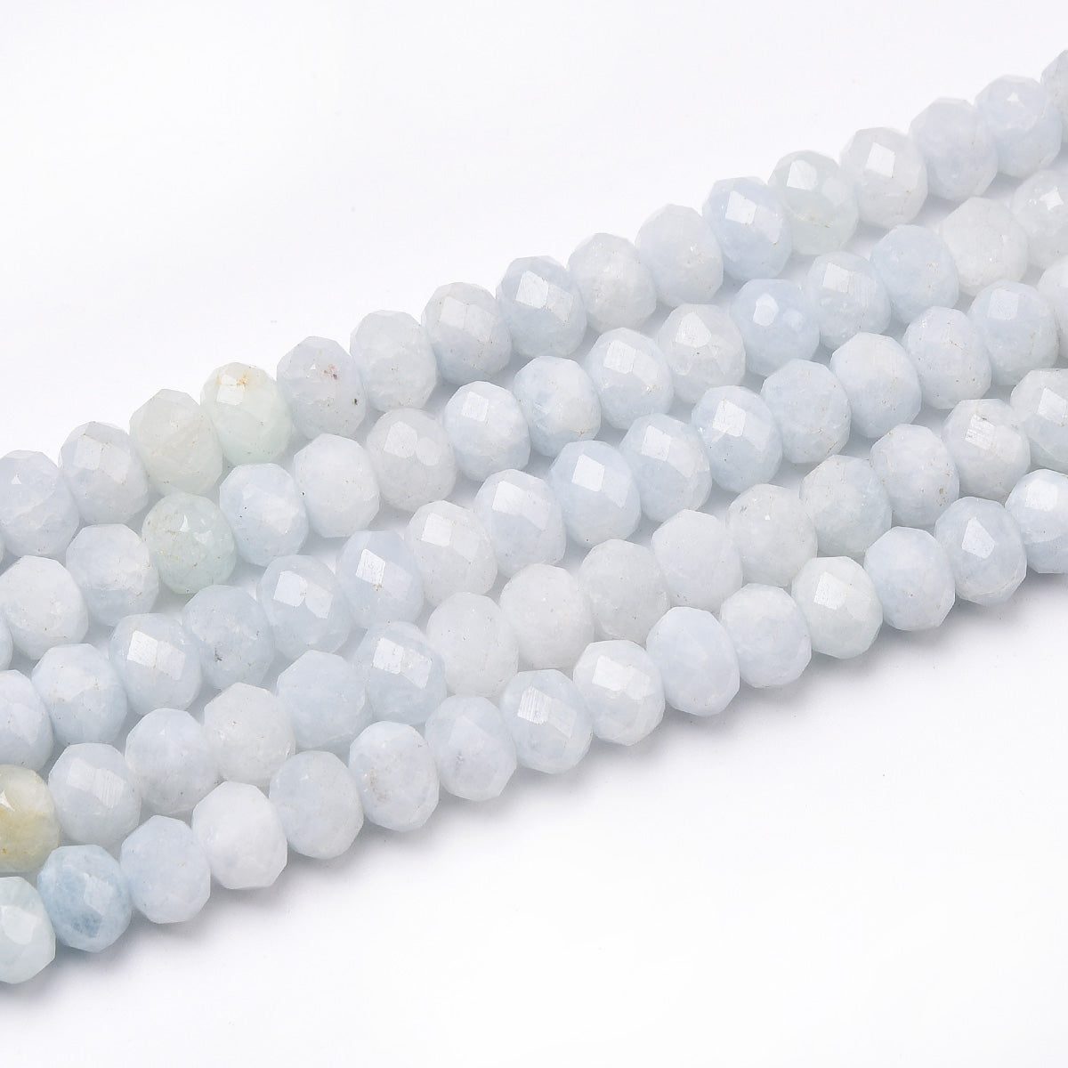 Blue, Yellow and White Aquamarine Beads Strand