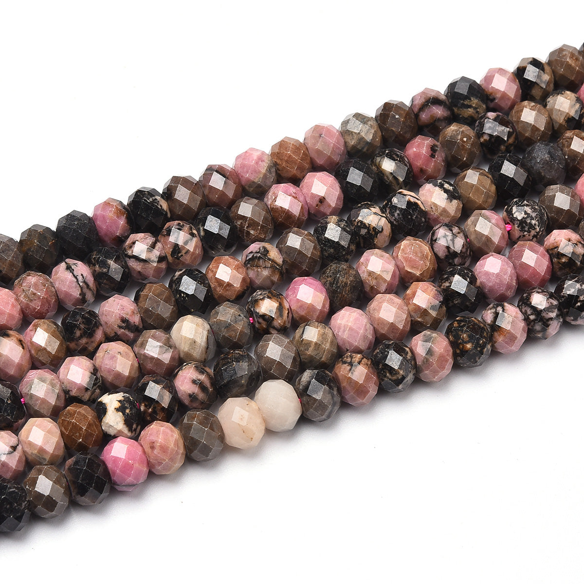 Black Veined Rhodonite Beads Strand