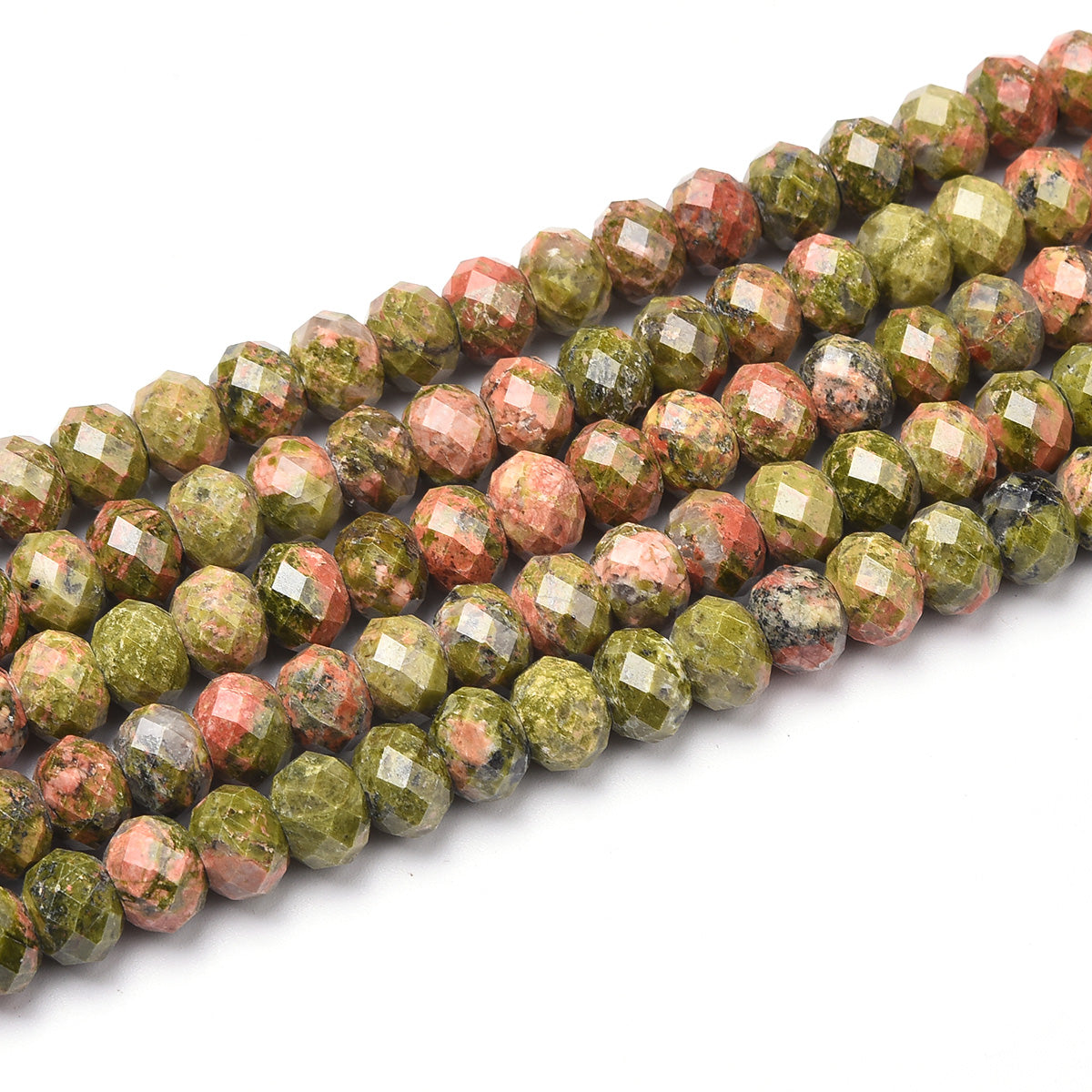 Green / Pink Unakite Beads Strand