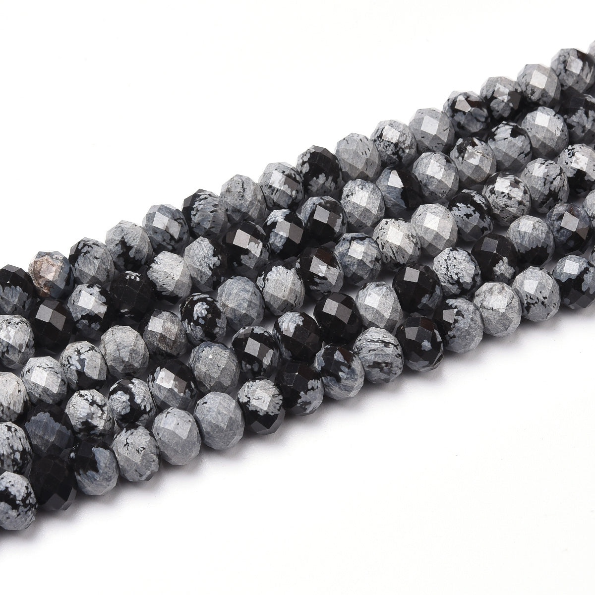 Black Snow Flake Beads Strand