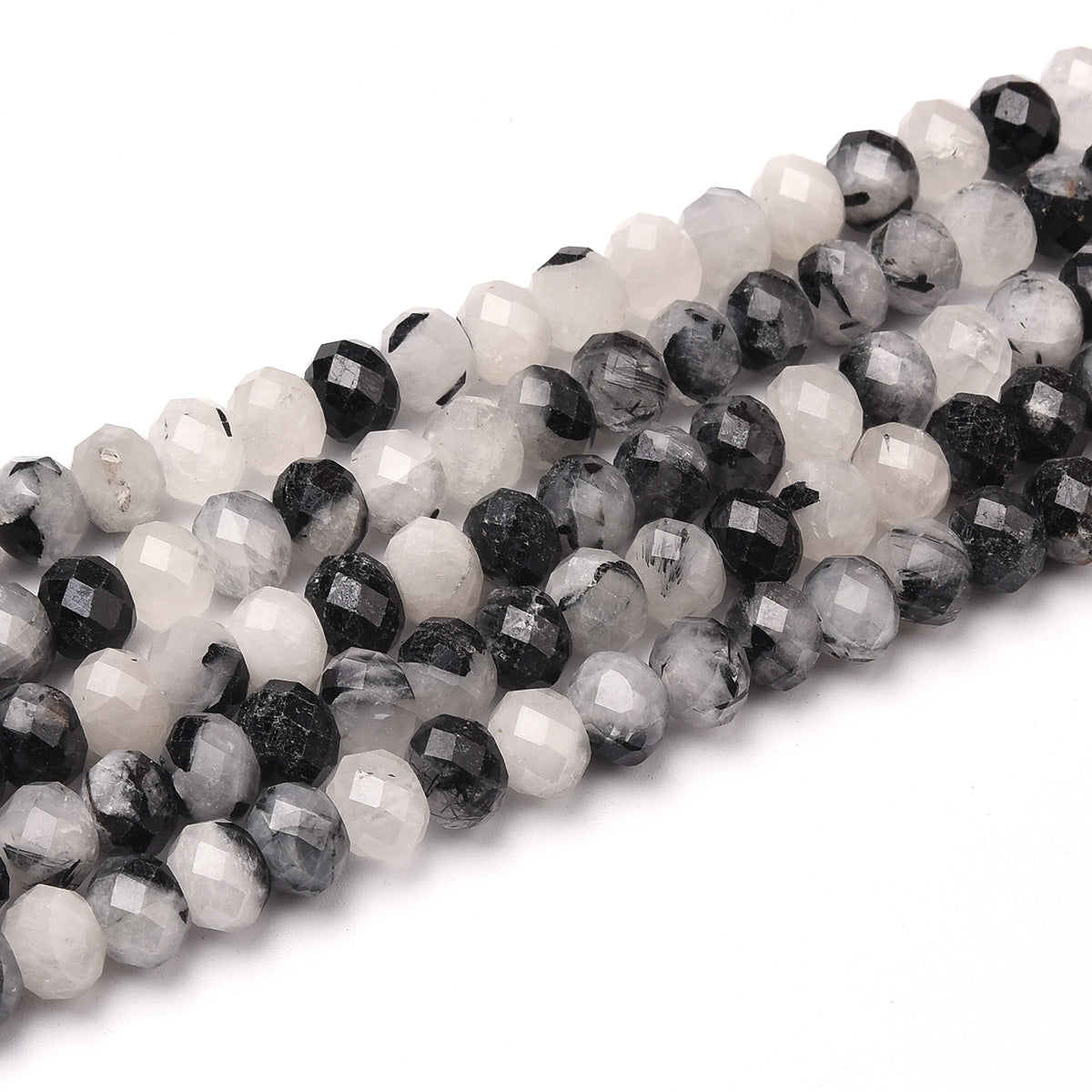 Black Rutilated Quartz Beads Strand