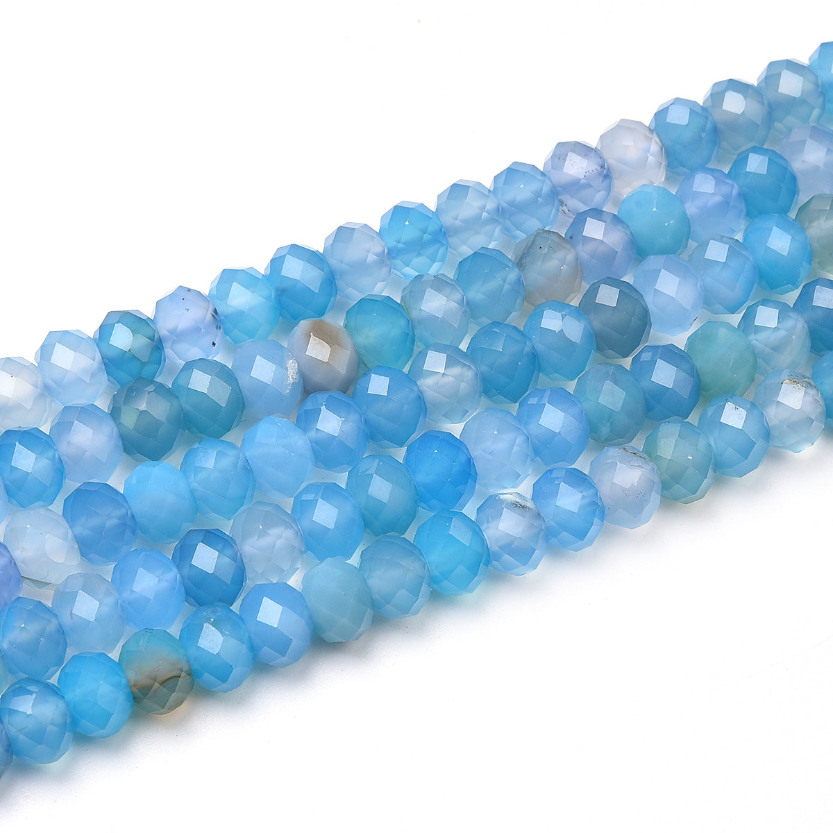 Blue and White Agate Beads Strand