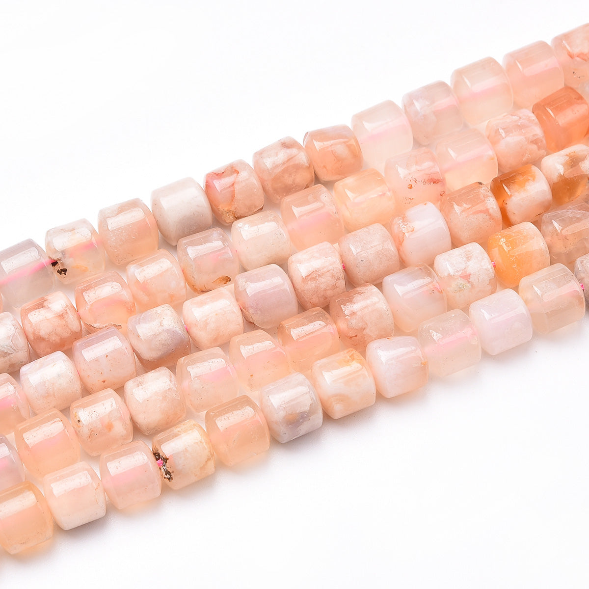 Pink Cherry Agate Beads Strand (With Natural Spot)